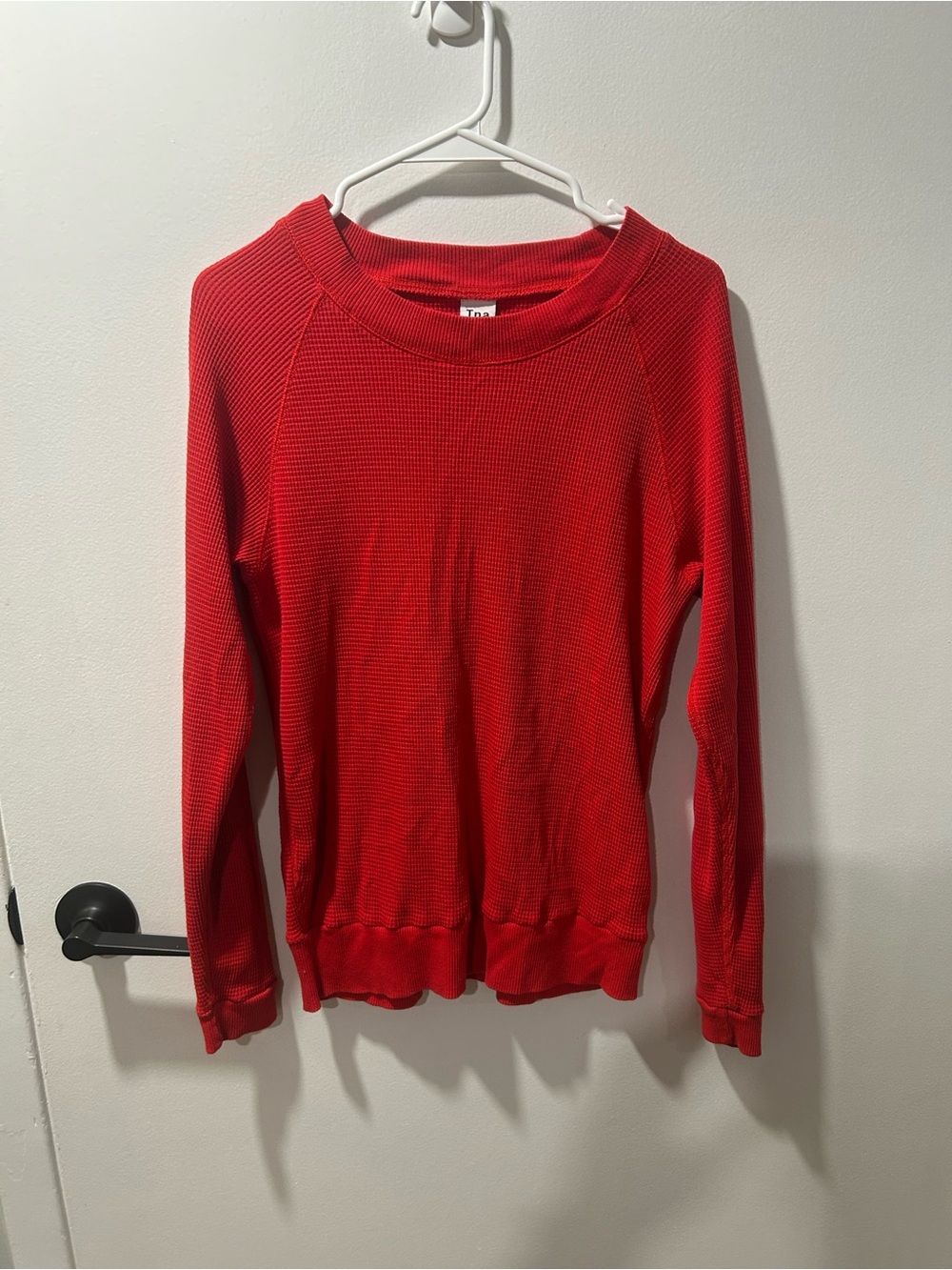 TNA by Aritzia Red Waffle Knit Thermal Long Sleeve Top – Size Small